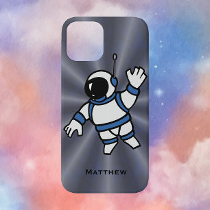 Aangepaste astronaut met blauwe accenten in de rui iPhone 12 hoesje