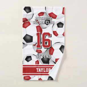 Aangepaste atleet en teamnaam voetbal rood handdoek