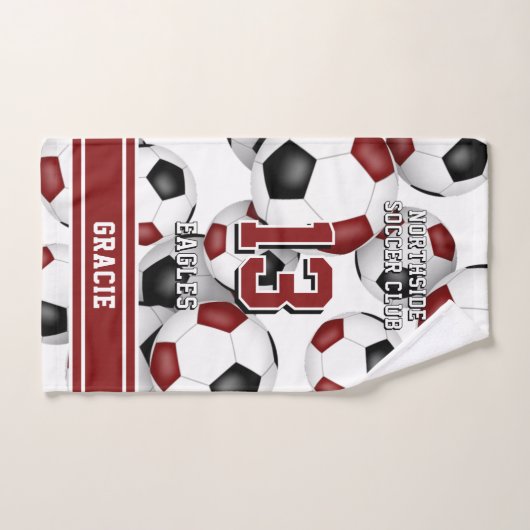 Aangepaste atleet en teamnaam voetbalkastanje handdoek (Handdoek)