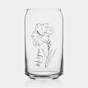 Aangepaste augustus Gladiolus Geboortebloem Gift v Blikvorm Glas
