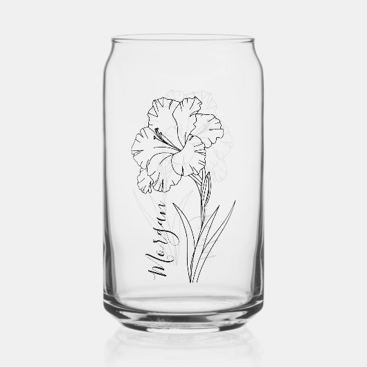Aangepaste augustus Gladiolus Geboortebloem Gift v Blikvorm Glas (Voorkant)