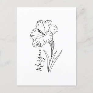Aangepaste augustus Gladiolus Geboortebloem Gift v Briefkaart