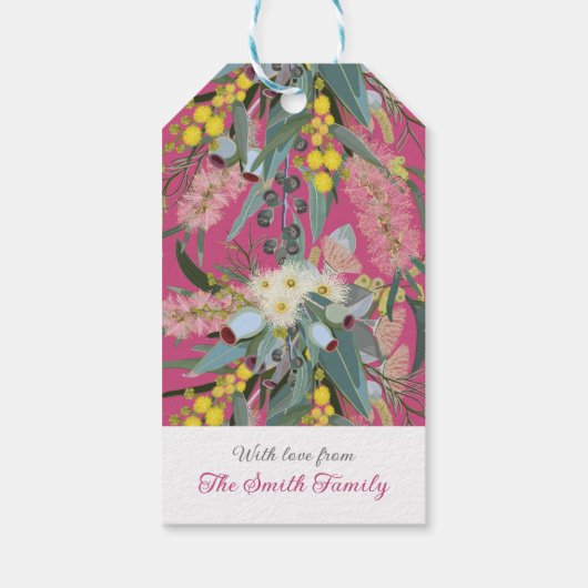 Aangepaste Aussie Native Struik Blooms Pink Cadeaulabel (Achterkant)