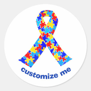 Aangepaste Autism Awareness Ribbon Walk Ronde Sticker