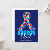 Aangepaste Autism Vader Blauwe Lint Vaderdag Kaart (Voorkant / Achterkant in situ)