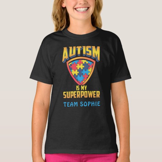 Aangepaste autisme is de naam van mijn Superpower T-shirt (Voorkant)