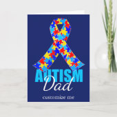 Aangepaste autisme Pap Blue Ribbon Birthday Kaart (Voorkant)