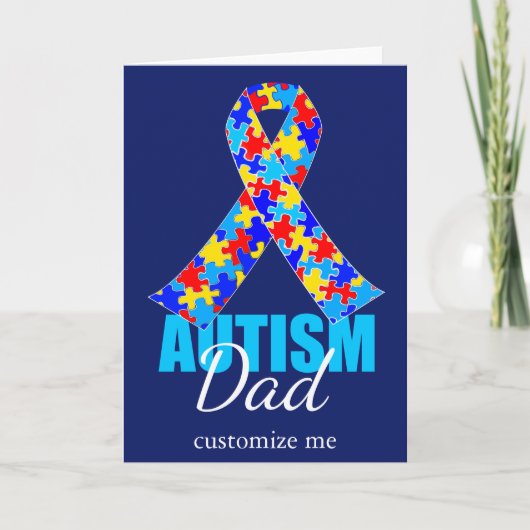 Aangepaste autisme Pap Blue Ribbon Birthday Kaart (Voorkant)