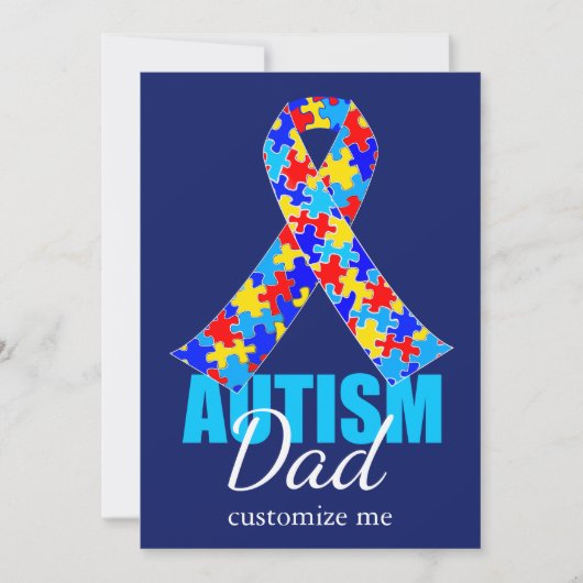 Aangepaste autisme vader blauwe lint Vaderdag Kaart (Voorkant)