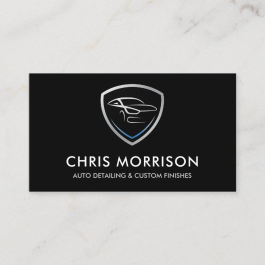 Aangepaste Auto Detailing QR Code Service Shield L Visitekaartje (Voorkant)