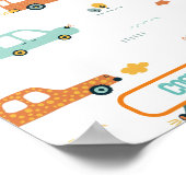 Aangepaste auto naam pastel blauw en sinaasappel poster (Hoek)