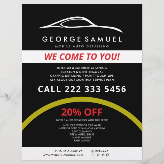 Aangepaste Autoreparatie & Moderne Autodetailing Flyer (Voorkant)