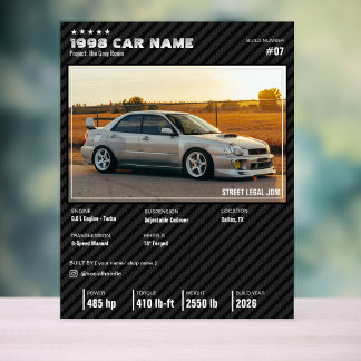 Aangepaste autoshow-specificatiestatistieken - Koo Acryl Bord