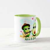 Aangepaste avocado paar namen gepersonaliseerd mok (Voorkant rechts)