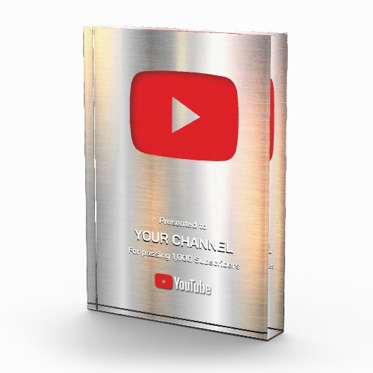 Aangepaste award Play Button display plaque Fotoblokken (Rechts)