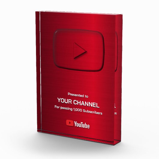 Aangepaste award Play Button display plaque Fotoblokken (Rechts)