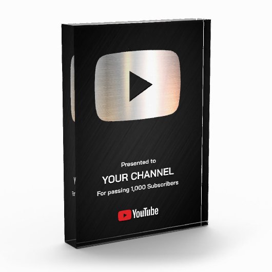 Aangepaste award Play Button display plaque Fotoblokken (Links)