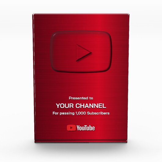 Aangepaste award Play Button displayplaat Fotoblokken (Voorkant)