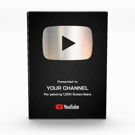 Aangepaste award Play Button displayplaat Fotoblokken (Voorkant)