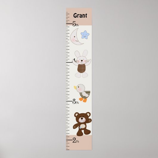 Aangepaste B is voor Beer/Teddy Bear Growth Chart Poster (Voorkant)