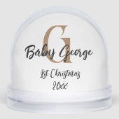 Aangepaste Baby 1e kerst unisex monogram Sneeuwbol (Voorkant)