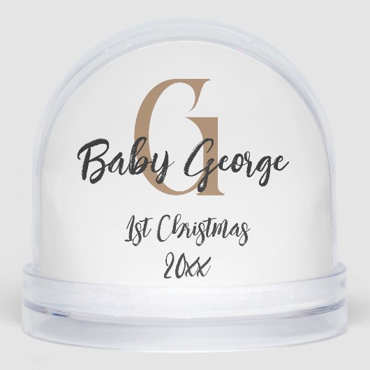 Aangepaste Baby 1e kerst unisex monogram Sneeuwbol (Voorkant)