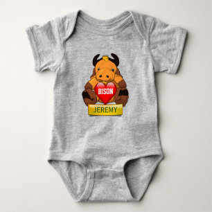 Aangepaste Baby bizons met hart Romper
