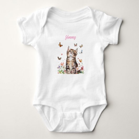 Aangepaste Baby Bodysuit - Schattigee Kitten met B (Voorkant)