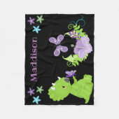 Aangepaste Baby Dinosaur & Butterfly Fleece Deken (Voorkant)