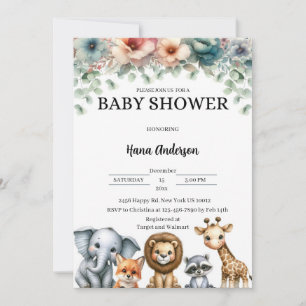 Aangepaste Baby Douche Uitnodigingen   Leuk dieren