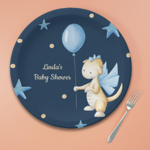 Aangepaste Baby draak met ballonvaardig Baby showe Papieren Bordje
