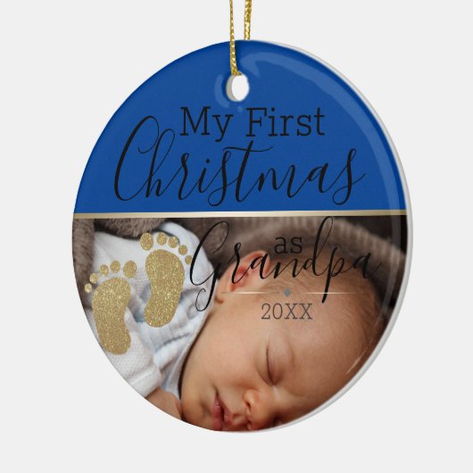 Aangepaste Baby eerste kerstfeest als opa Keramisch Ornament (Links)