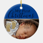 Aangepaste Baby eerste kerstfeest als opa Keramisch Ornament (Achterkant)