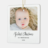 Aangepaste Baby eerste kerstfoto-versiering Keramisch Ornament (Links)