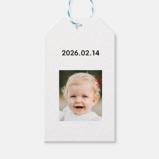 Aangepaste baby eerste verjaardag foto en datum cadeaulabel