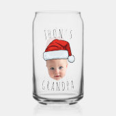 Aangepaste Baby Face Santa Hat Kerstfoto Blikvorm Glas (Voorkant)