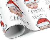Aangepaste Baby Face Santa Hat Kerstfoto Cadeaupapier (Rol Hoek)