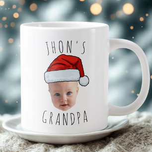 Aangepaste Baby Face Santa Hat Kerstfoto Extra Grote Beker