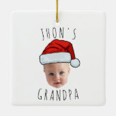 Aangepaste Baby Face Santa Hat Kerstfoto Keramisch Ornament (Achterkant)