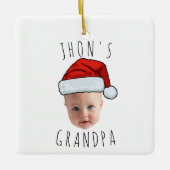 Aangepaste Baby Face Santa Hat Kerstfoto Keramisch Ornament (Voorkant)