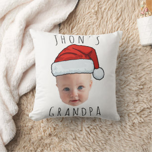 Aangepaste Baby Face Santa Hat Kerstfoto Kussen