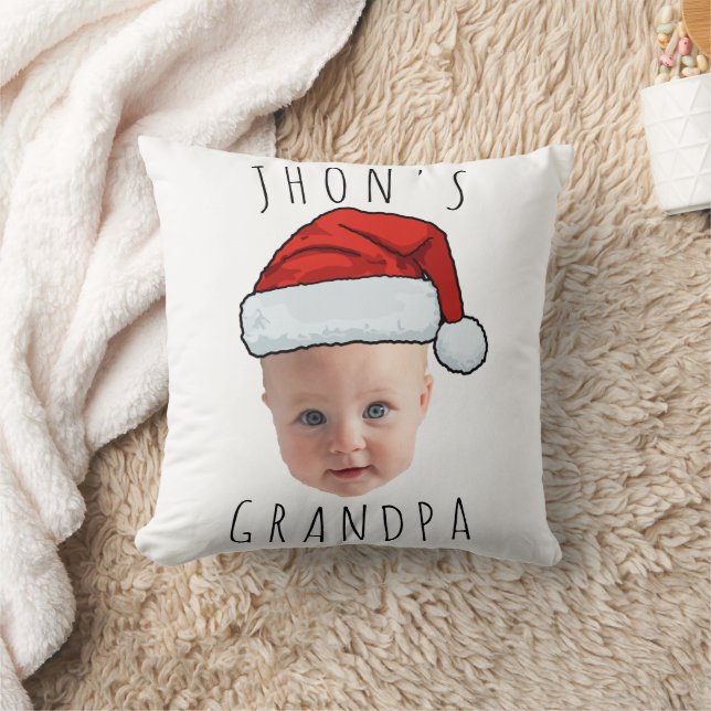 Aangepaste Baby Face Santa Hat Kerstfoto Kussen (Deken)