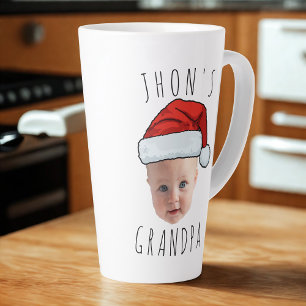Aangepaste Baby Face Santa Hat Kerstfoto Latte Mok