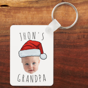 Aangepaste Baby Face Santa Hat Kerstfoto Sleutelhanger
