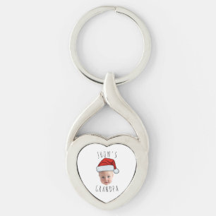 Aangepaste Baby Face Santa Hat Kerstfoto Sleutelhanger