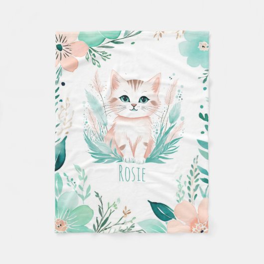 Aangepaste Baby Fleece Deken Boho Kitten Design (Voorkant)