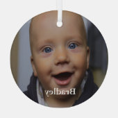 Aangepaste baby foto aangepast glas ornament (Achterkant)
