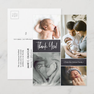 Aangepaste baby foto collage handlettering krijtbo briefkaart