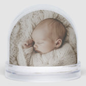 Aangepaste Baby Foto Geboortestatistieken Rode Har Sneeuwbol (Voorkant)