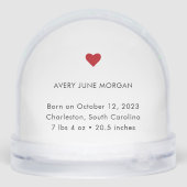 Aangepaste Baby Foto Geboortestatistieken Rode Har Sneeuwbol (Achterkant)